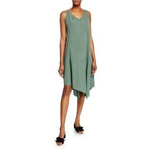Eileen Fisher Nori Green Asymmetrical Shift Dress